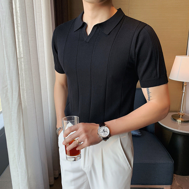 Arven Vertical-Rib V-Neck Polo product image 1