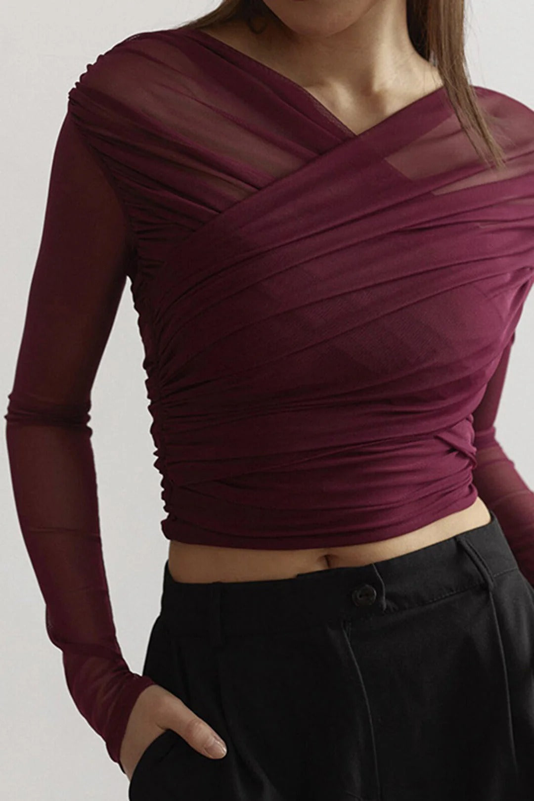 Brielle Ruched Mesh Top product image 1