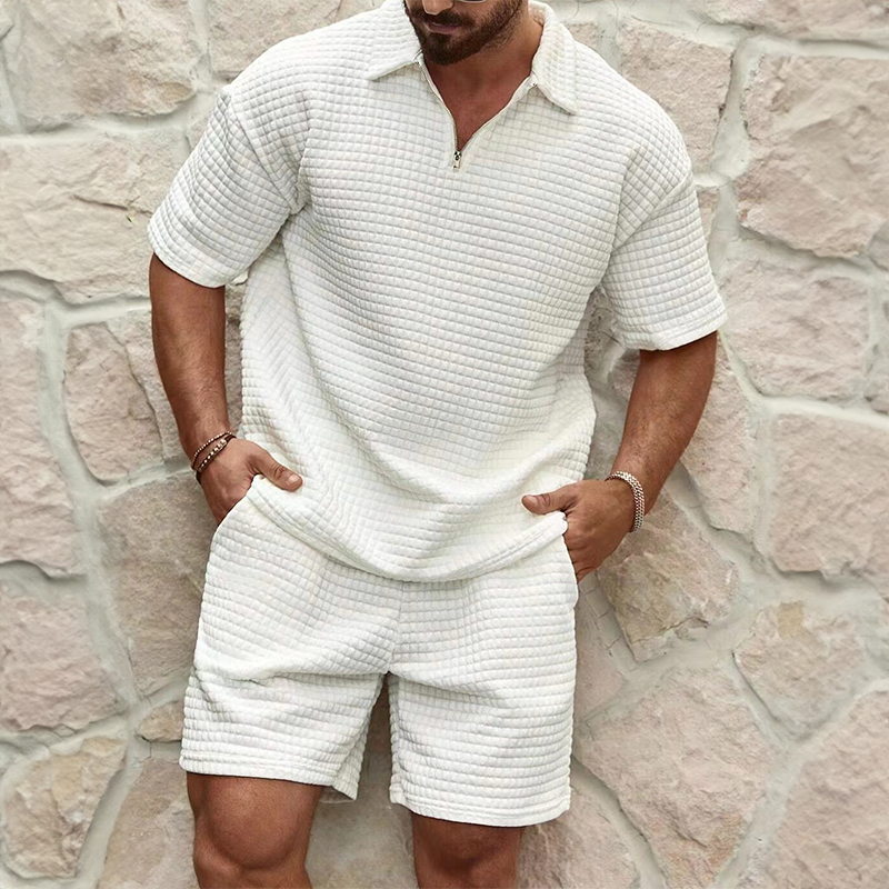 Calvero Waffle-Knit Zip Polo Set product image 1