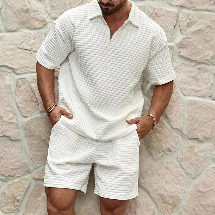 Calvero Waffle-Knit Zip Polo Set product image 1