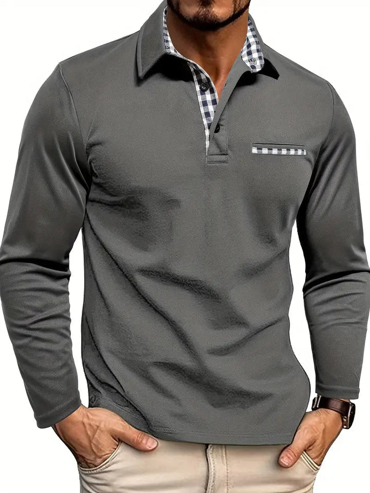 Eldric Check-Collar Long-Sleeve Polo product image 1
