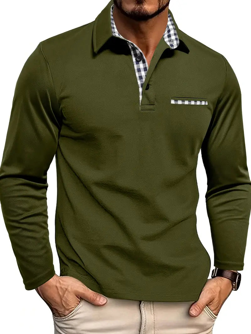 Eldric Check-Collar Long-Sleeve Polo product image 3