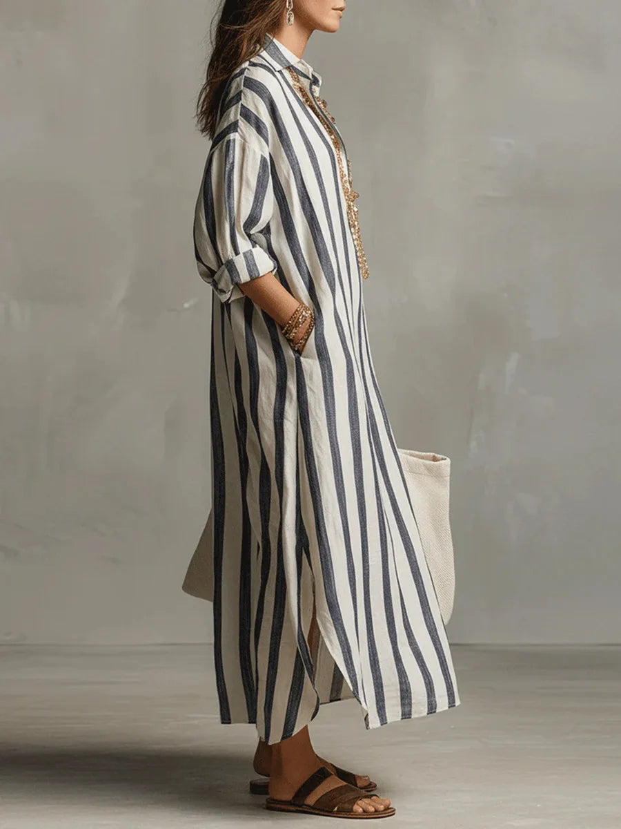 Mariselle Striped Maxi Shirt Dress product image 2