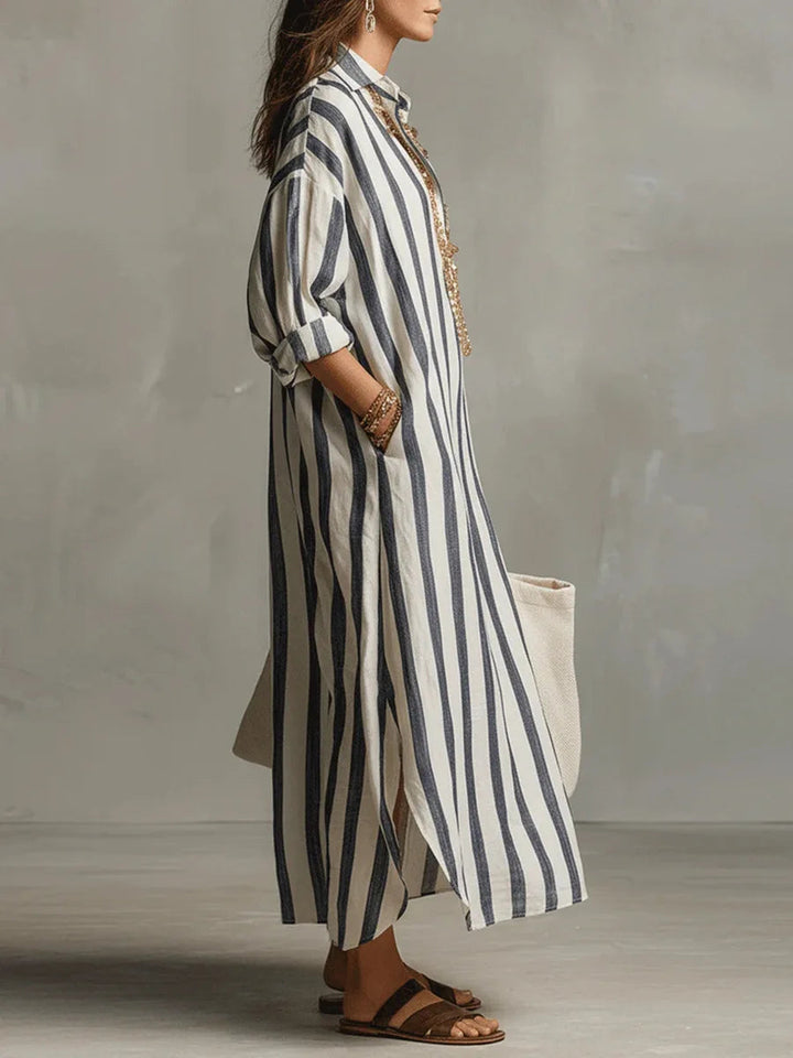 Mariselle Striped Maxi Shirt Dress product image 2