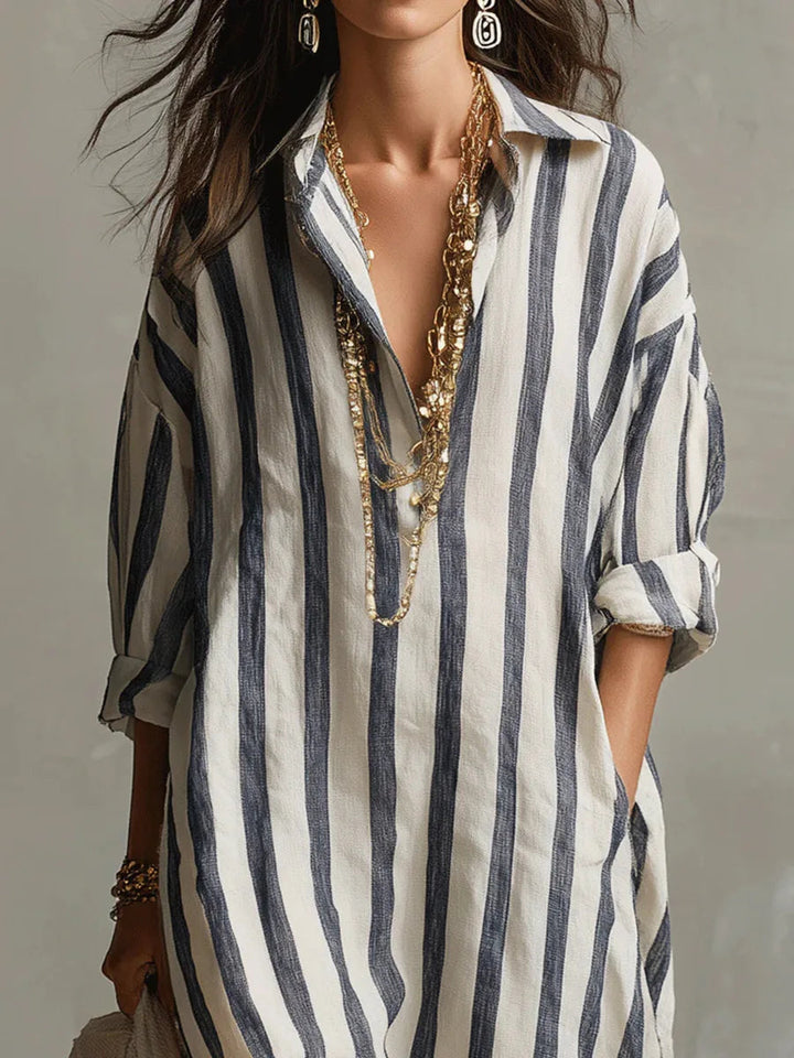 Mariselle Striped Maxi Shirt Dress product image 3