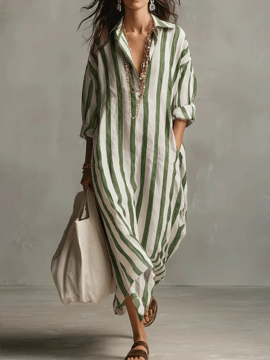 Mariselle Striped Maxi Shirt Dress product image 5