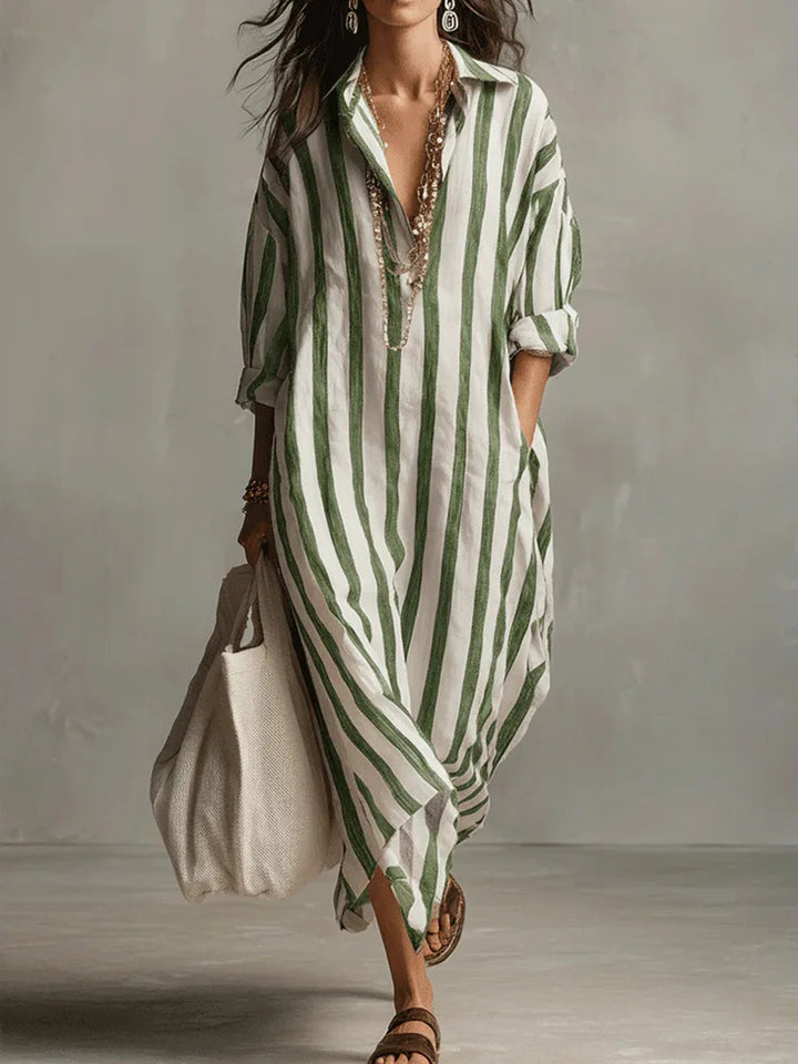 Mariselle Striped Maxi Shirt Dress product image 5