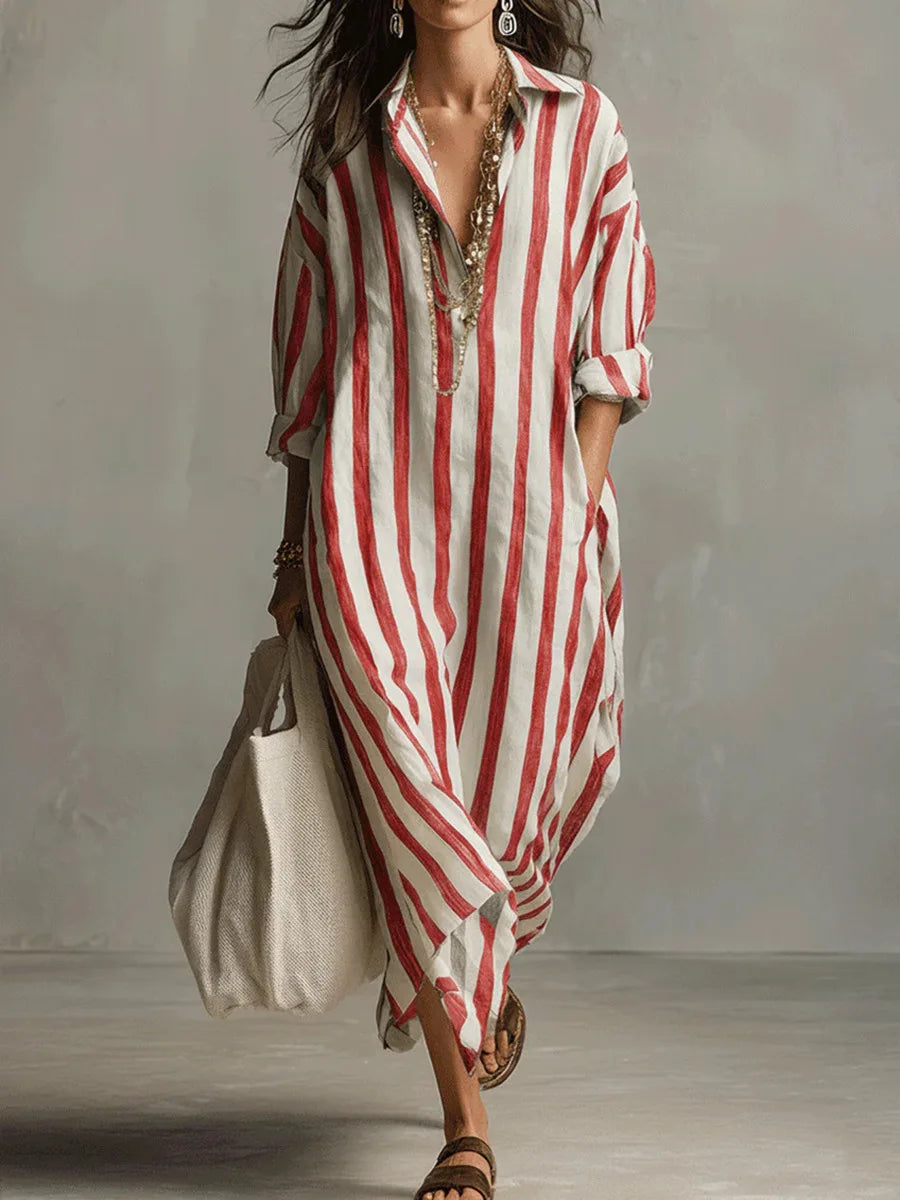 Mariselle Striped Maxi Shirt Dress product image 6