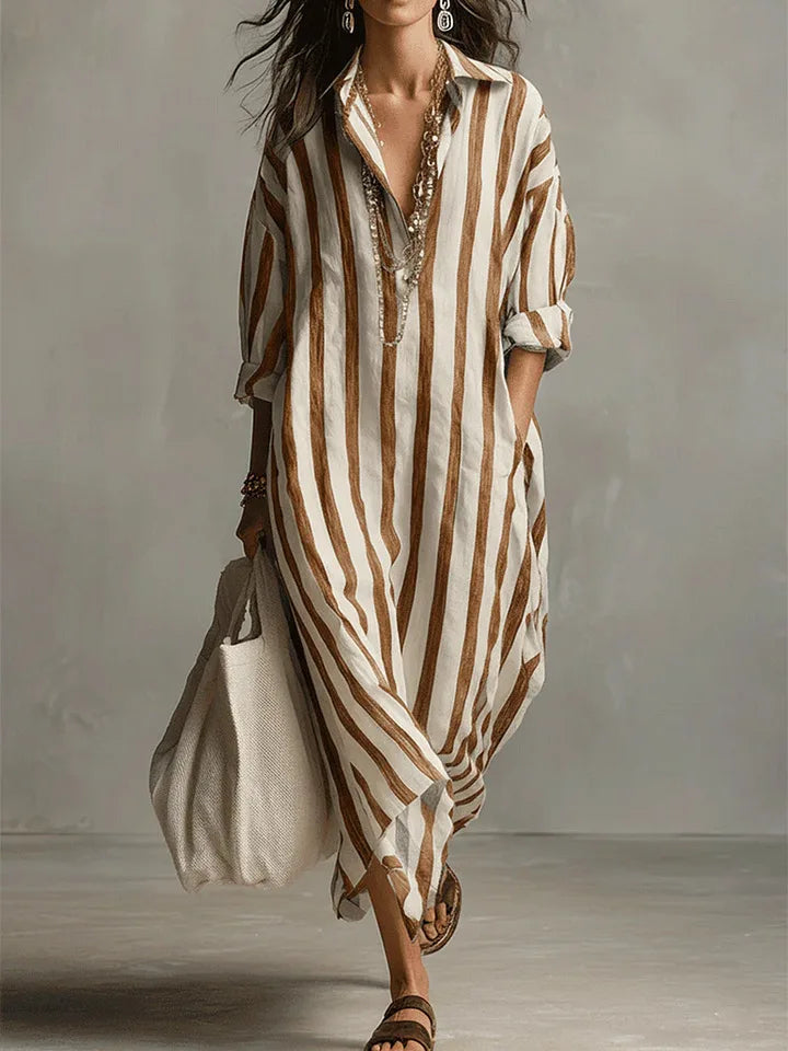 Mariselle Striped Maxi Shirt Dress product image 7