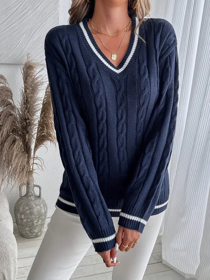 Marlowe Cable-Knit V-Neck Sweater product image 2