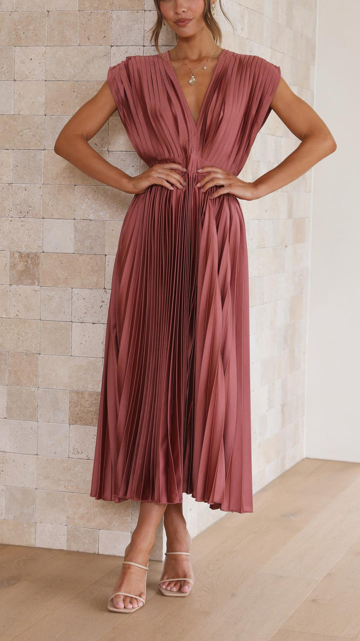 Rosalene Pleated V-Neck Maxi Dress product image 1