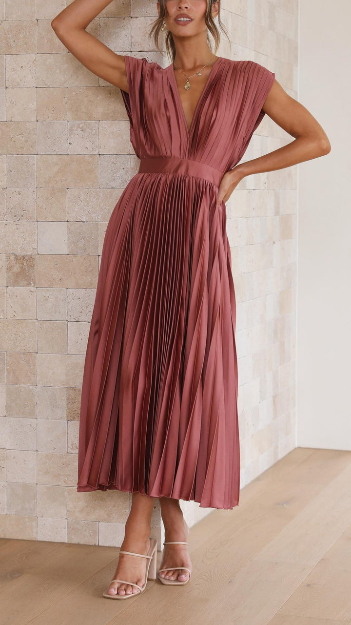 Rosalene Pleated V-Neck Maxi Dress product image 2
