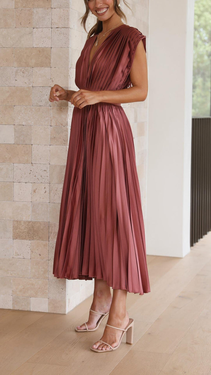 Rosalene Pleated V-Neck Maxi Dress product image 5