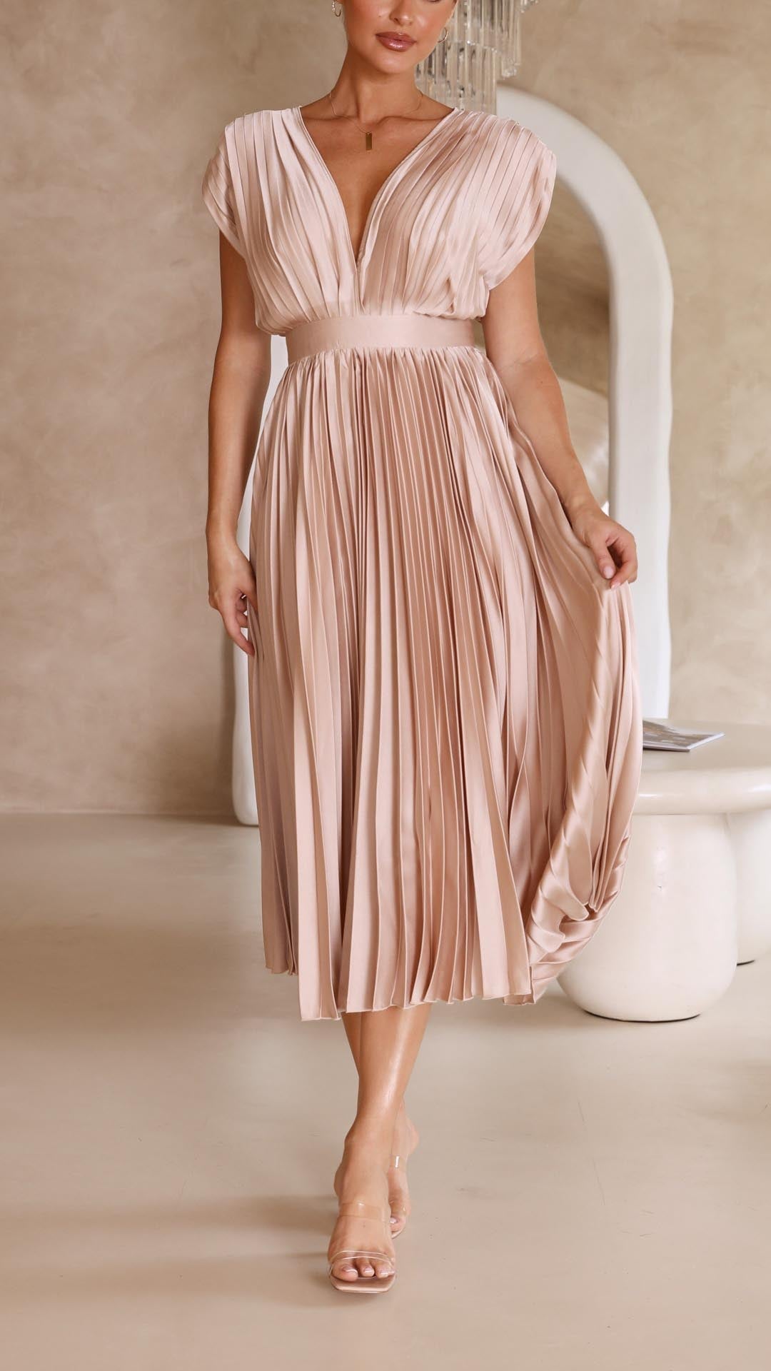 Rosalene Pleated V-Neck Maxi Dress product image 6