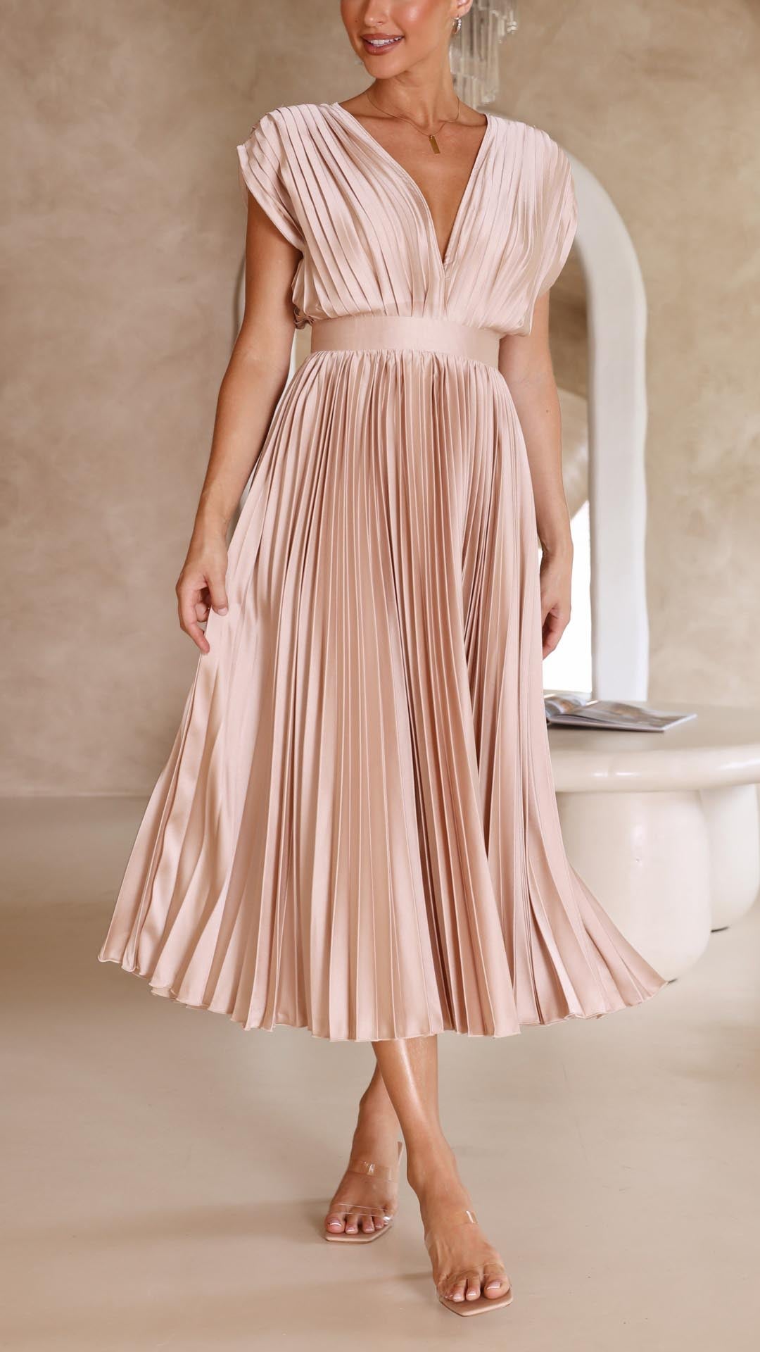 Rosalene Pleated V-Neck Maxi Dress product image 7