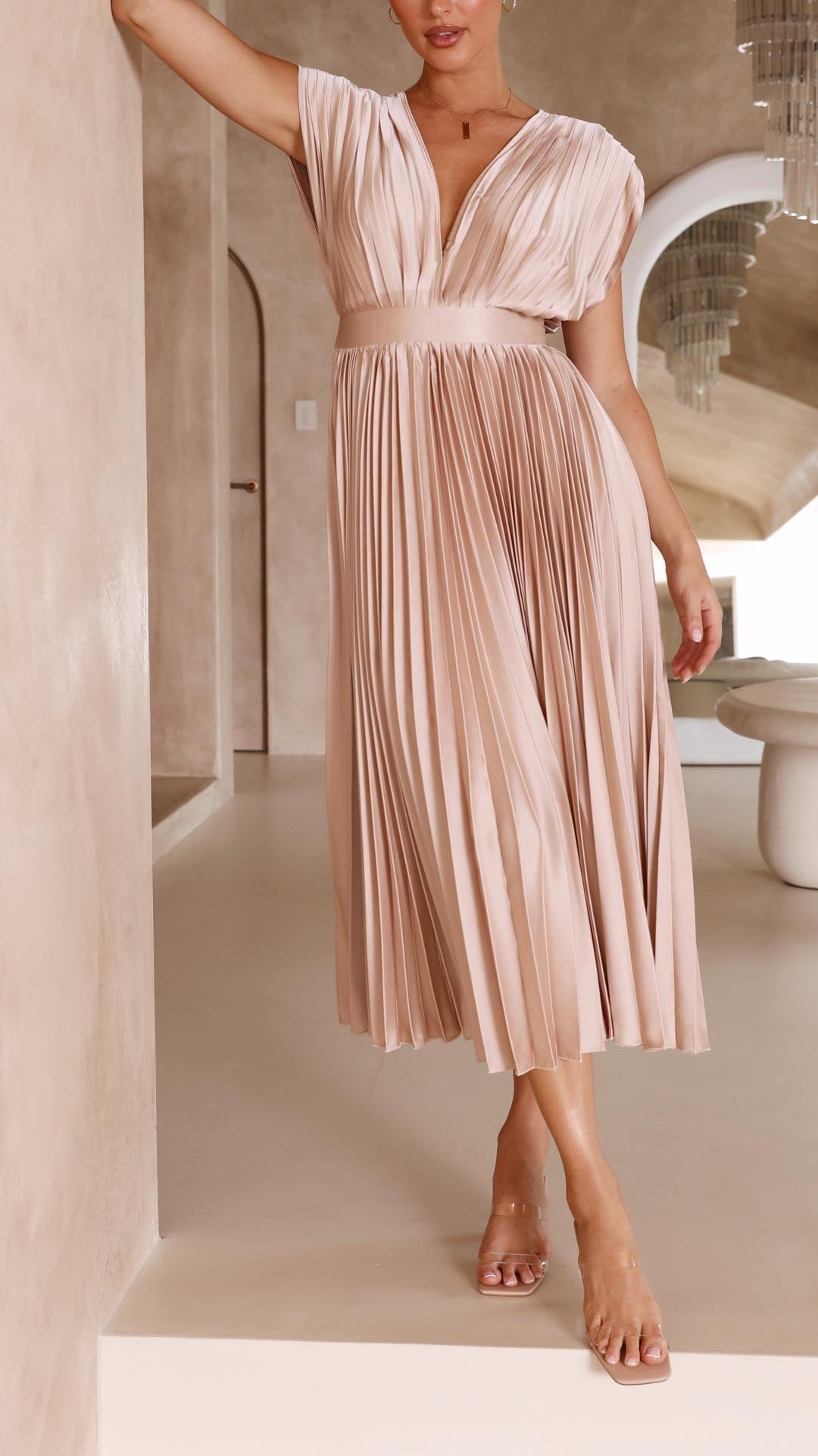 Rosalene Pleated V-Neck Maxi Dress product image 9