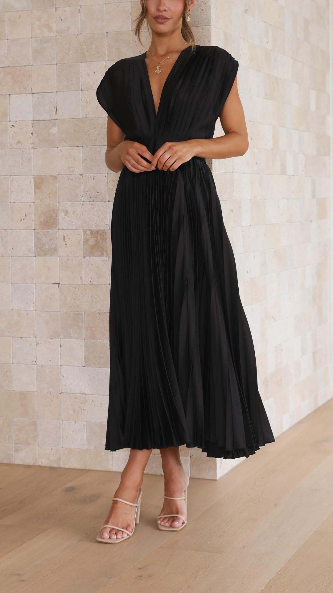 Rosalene Pleated V-Neck Maxi Dress product image 13