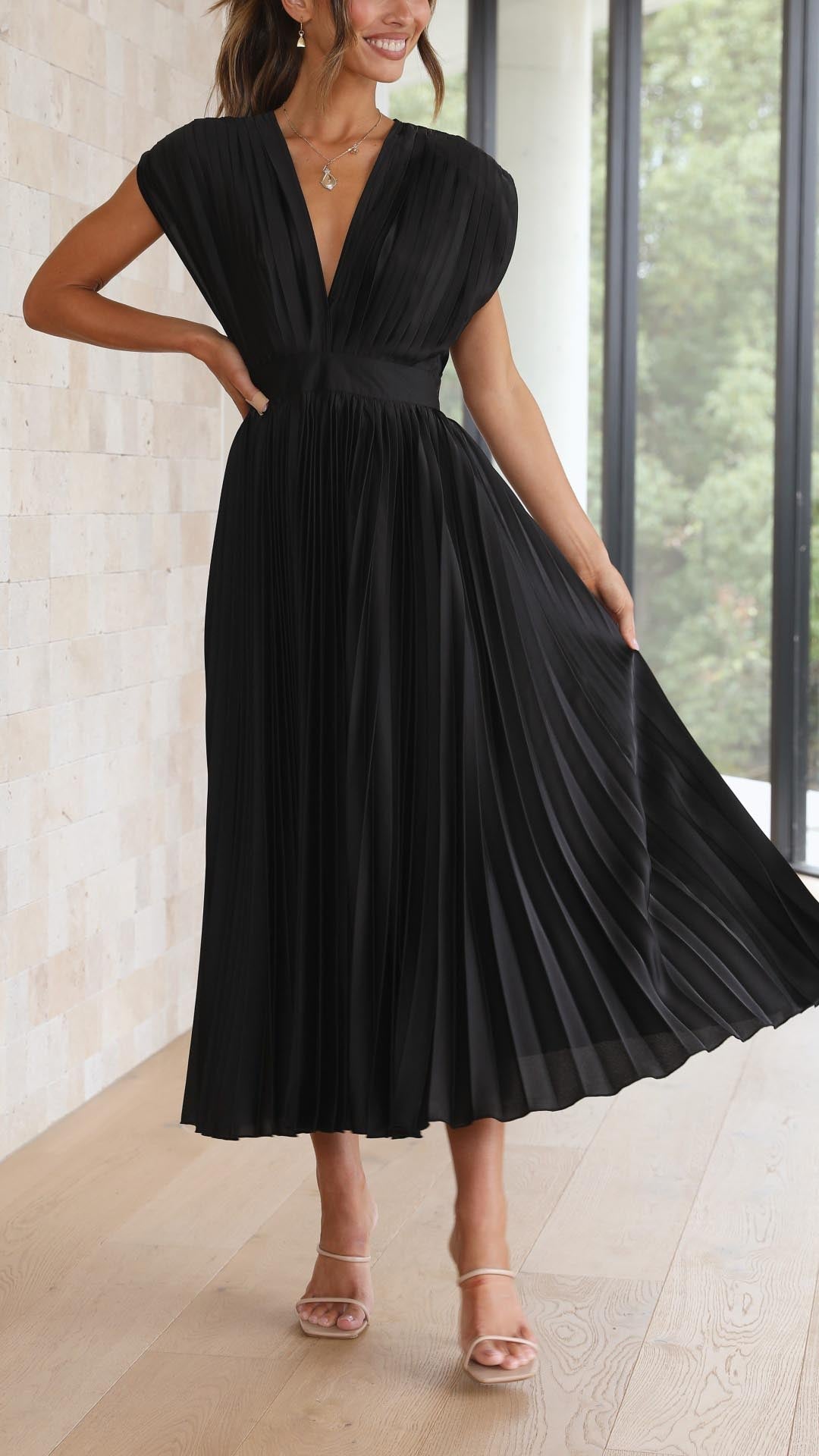 Rosalene Pleated V-Neck Maxi Dress product image 15