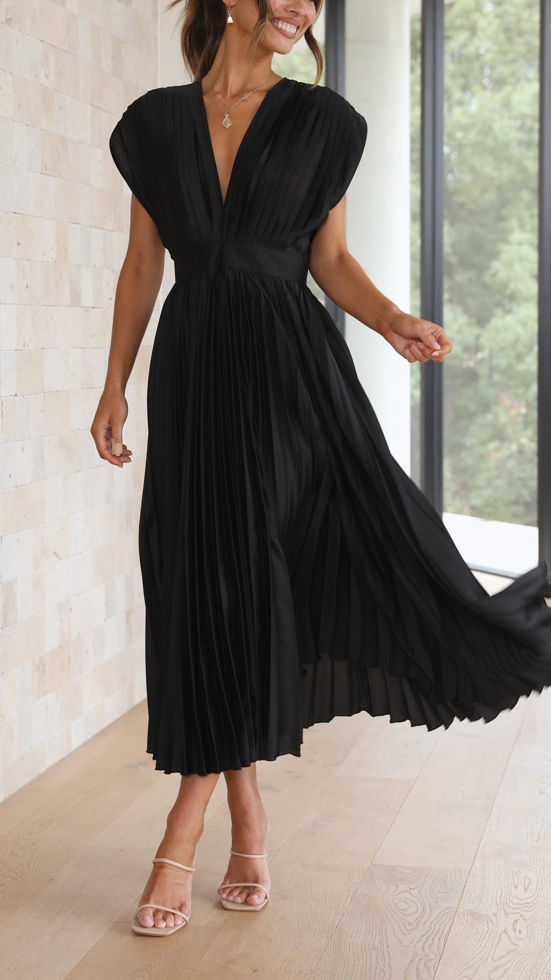 Rosalene Pleated V-Neck Maxi Dress product image 17