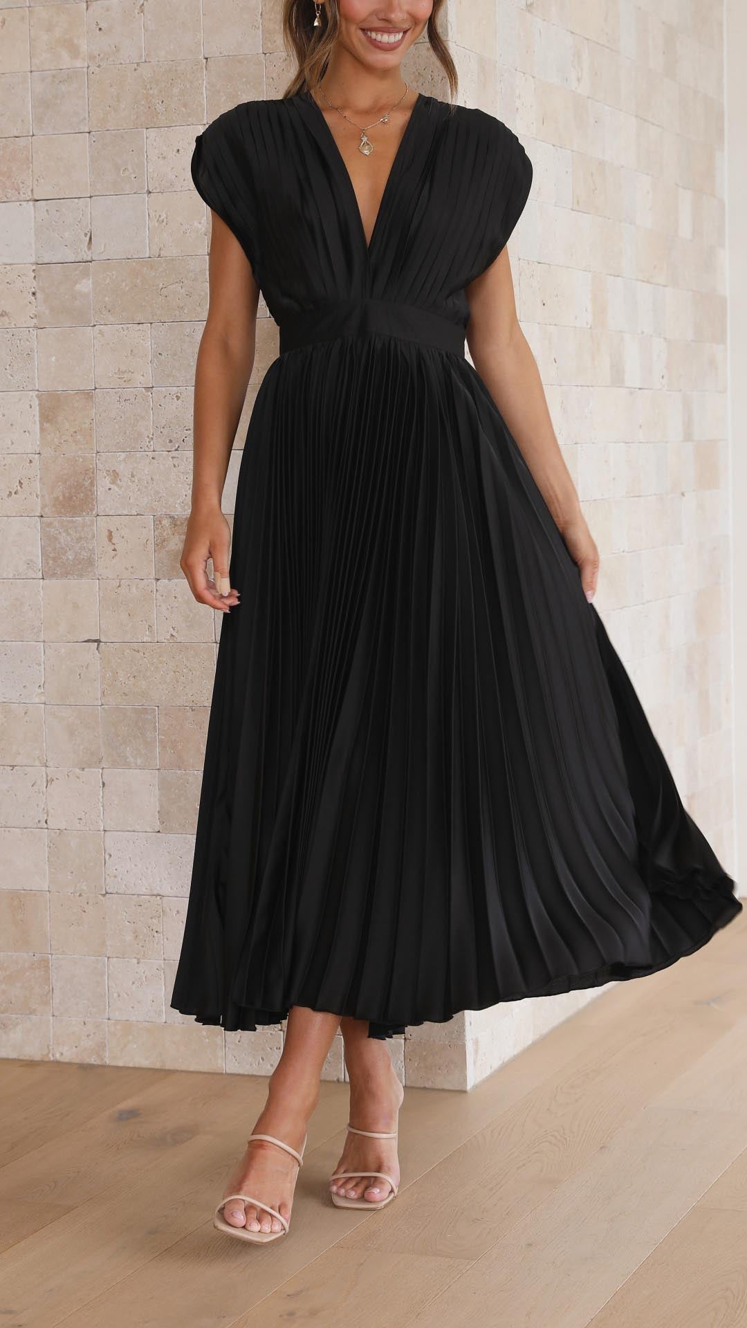 Rosalene Pleated V-Neck Maxi Dress product image 18