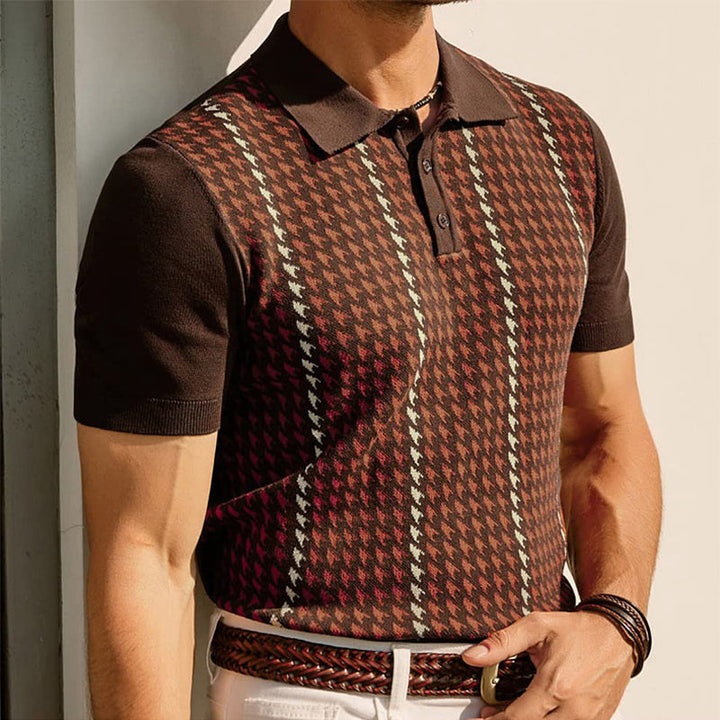 Rovik Houndstooth-Panel Knit Polo product image 1