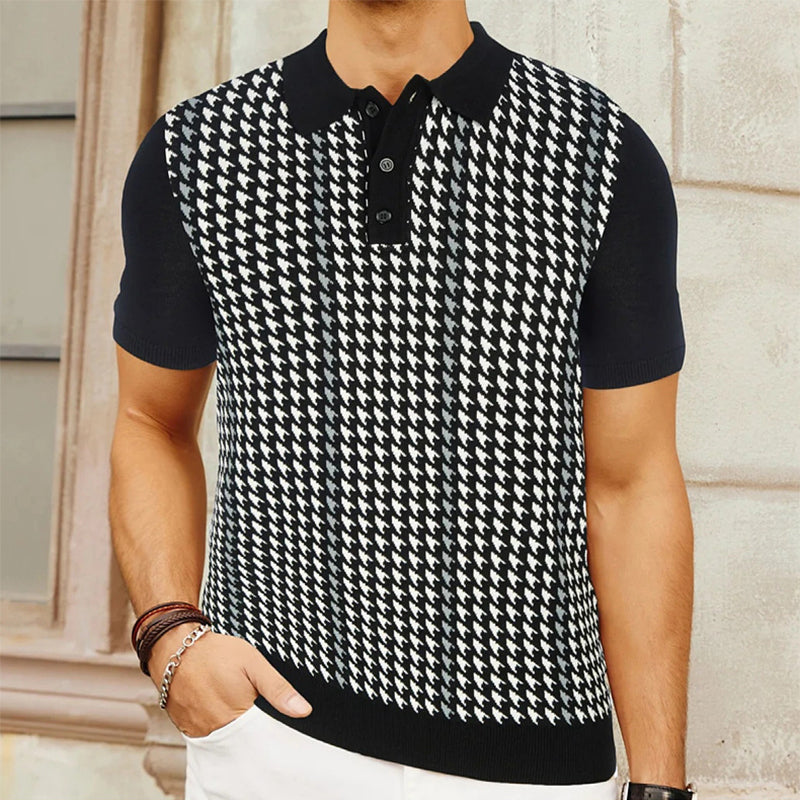 Rovik Houndstooth-Panel Knit Polo product image 3