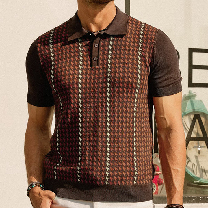 Rovik Houndstooth-Panel Knit Polo product image 4