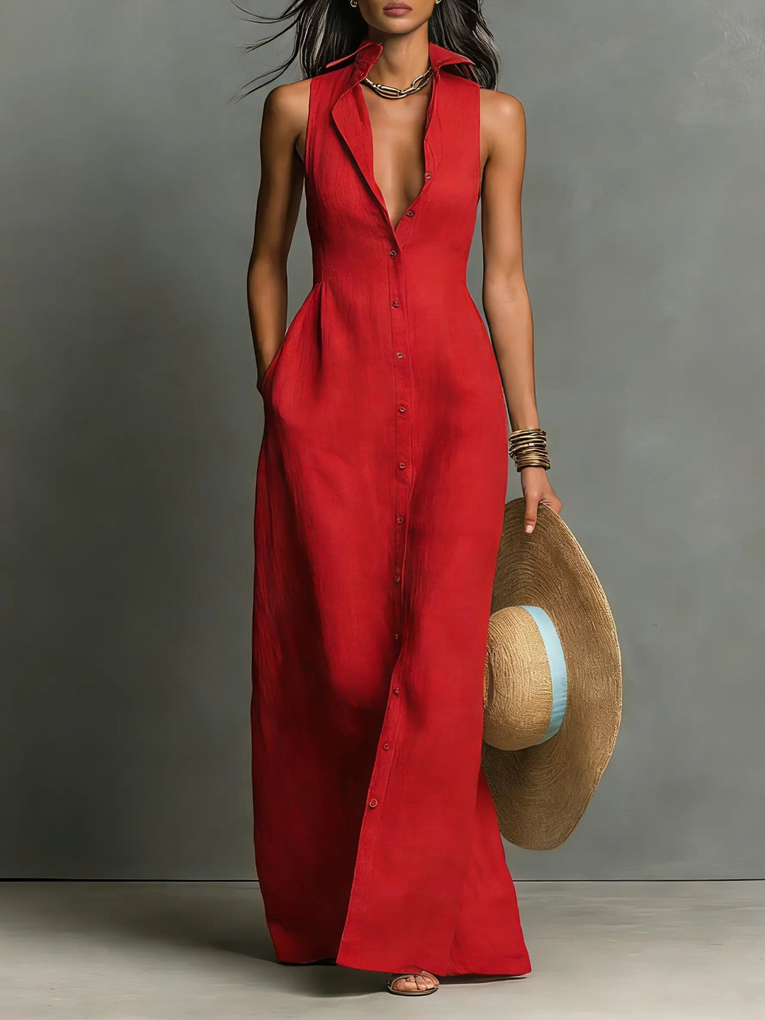 Valeria Sleeveless Maxi Shirt Dress product image 1